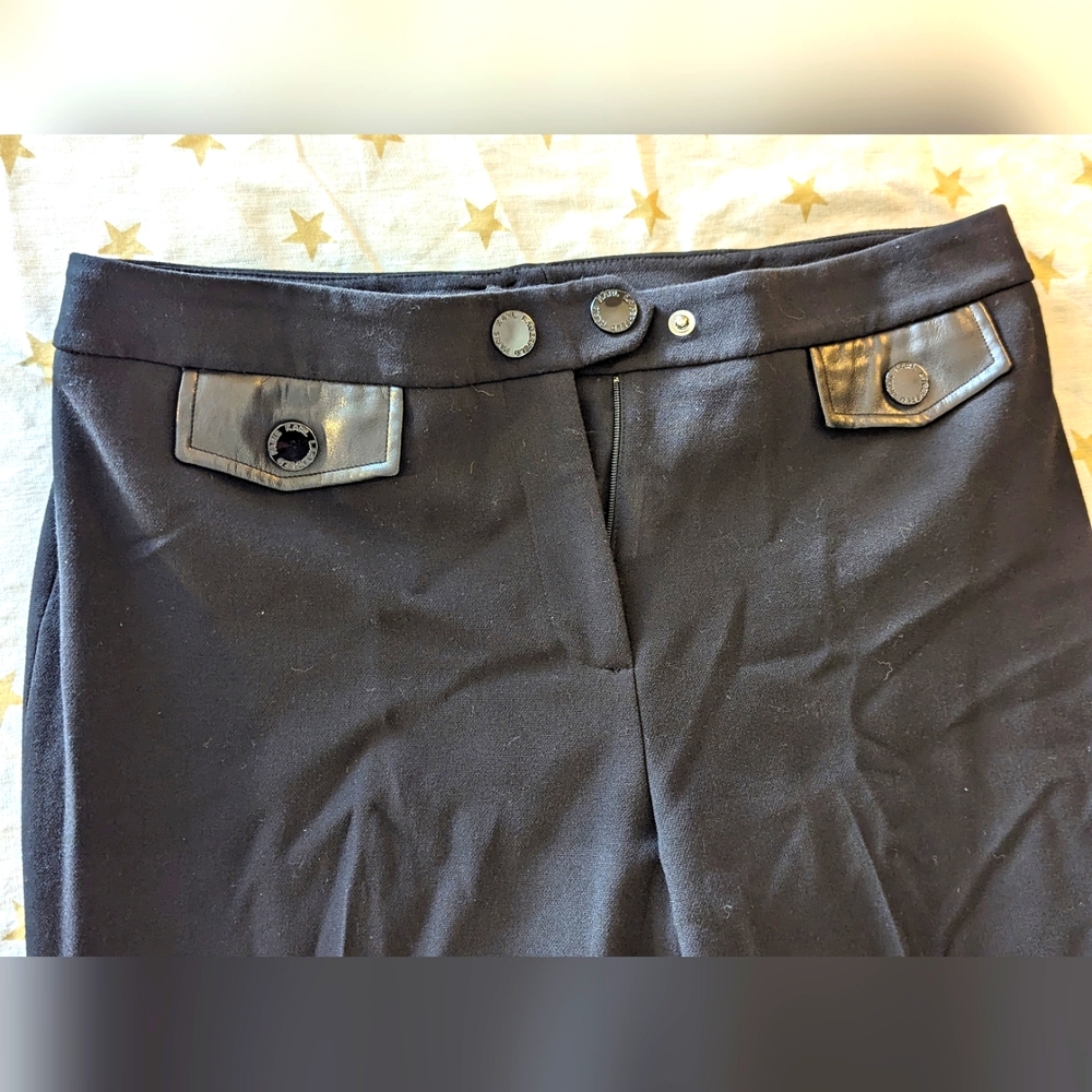 Black dress suit pants with Vegan Leather accents size 10
